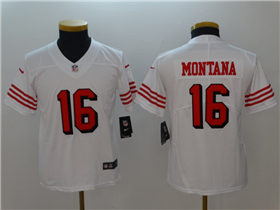 San Francisco 49ers #16 Joe Montana Youth White Color Rush Limited Jersey