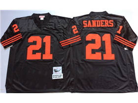 San Francisco 49ers #21 Deion Sanders Throwback Black Jersey