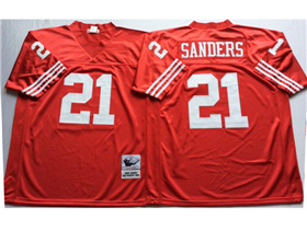 San Francisco 49ers #21 Deion Sanders Red Throwback Jersey