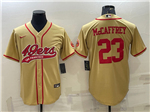 San Francisco 49ers #23 Christian McCaffrey Gold Baseball Cool Base Jersey