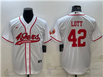 San Francisco 49ers #42 Ronnie Lott White Baseball Cool Base Jersey