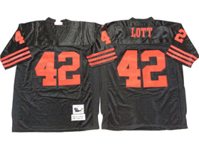 San Francisco 49ers #42 Ronnie Lott Throwback Black Jersey