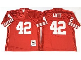 San Francisco 49ers #42 Ronnie Lott Red Throwback Jersey