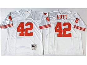 San Francisco 49ers #42 Ronnie Lott White Throwback Jersey