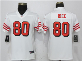 San Francisco 49ers #80 Jerry Rice Women's White Color Rush Limited Jersey