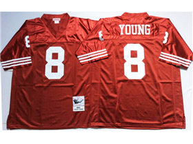 San Francisco 49ers #8 Steve Young Red Throwback Jersey