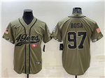 San Francisco 49ers #97 Nick Bosa Olive Salute To Service Baseball Jersey