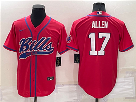 Buffalo Bills #17 Josh Allen Red Baseball Cool Base Jersey