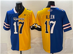 Buffalo Bills Wyoming Cowboys #17 Josh Allen Split Blue/Gold Vapor Limited Jersey