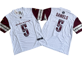 Washington Commanders #5 Jayden Daniels White Vapor F.U.S.E. Limited Jersey