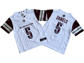 Washington Commanders #5 Jayden Daniels Youth White Vapor F.U.S.E. Limited Jersey