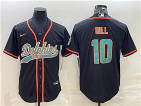 Miami Dolphins #10 Tyreek Hill Black Baseball Cool Base Jersey