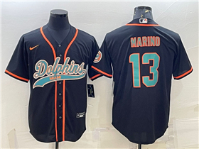 Miami Dolphins #13 Dan Marino Black Baseball Cool Base Jersey