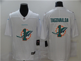 Miami Dolphins #1 Tua Tagovailoa White Shadow Logo Limited Jersey