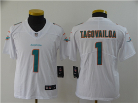 Miami Dolphins #1 Tua Tagovailoa Youth White Vapor Limited Jersey