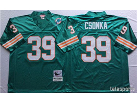 Miami Dolphins #39 Larry Csonka Throwback Aqua Jersey
