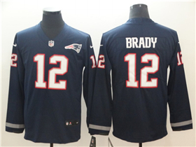 New England Patriots #12 Tom Brady Navy Therma Long Sleeve Jersey