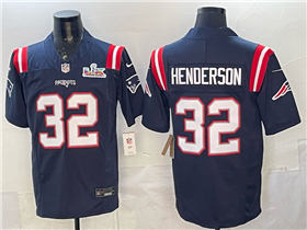 New England Patriots #32 TreVeyon Henderson Navy Super Bowl LX Limited Jersey