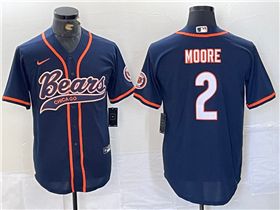 Chicago Bears #2 D.J. Moore Navy Baseball Limited Jersey