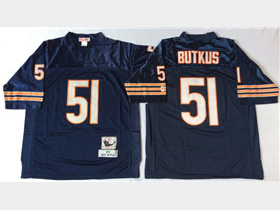 Chicago Bears #51 Dick Butkus Throwback Navy Blue Jersey