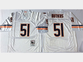 Chicago Bears #51 Dick Butkus Throwback White Jersey