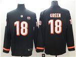 Cincinnati Bengals #18 A.J. Green Black Therma Long Sleeve Jersey