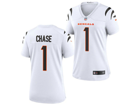 Cincinnati Bengals #1 Ja'Marr Chase Women's White Vapor Limited Jersey