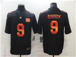 Cincinnati Bengals #9 Joe Burrow Black Colorful Fashion Limited Jersey