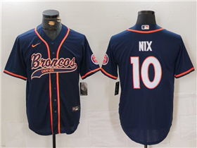 Denver Broncos #10 Bo Nix Navy Baseball Limited Jersey