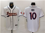 Denver Broncos #10 Bo Nix White Baseball Limited Jersey