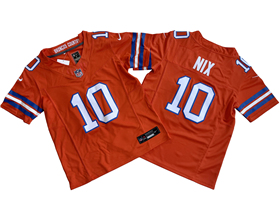 Denver Broncos #10 Bo Nix Youth Orange Alternate 1977 Throwback Vapor F.U.S.E. Limited Jersey