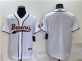 Denver Broncos White Baseball Cool Base Team Jersey