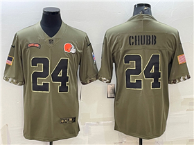 Cleveland Browns #24 Nick Chubb 2022 Olive Salute To Service Limited Jersey