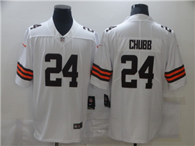 Cleveland Browns #24 Nick Chubb White Vapor Limited Jersey