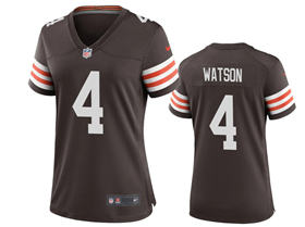 Cleveland Browns #4 Deshaun Watson Women's Brown Vapor Limited Jersey