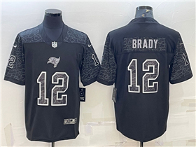 Tampa Bay Buccaneers #12 Tom Brady Black RFLCTV Limited Jersey