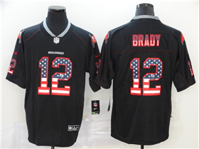 Tampa Bay Buccaneers #12 Tom Brady Black USA Flag Fashion Limited Jersey