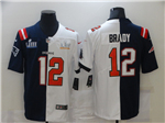 New England Patriots Tampa Bay Buccaneers #12 Tom Brady Split Navy/White Super Bowl LIII/LV Jersey