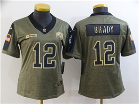 Tampa Bay Buccaneers #12 Tom Brady Women's 2021 Olive Salute To Service Limited Jersey