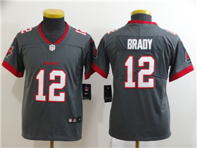 Tampa Bay Buccaneers #12 Tom Brady Youth Gray Vapor Limited Jersey