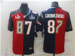 Tampa Bay Buccaneers New England Patriots #87 Rob Gronkowski Split Red/Navy Super Bowl LV/LIII Jersey