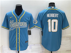 Los Angeles Chargers #10 Justin Herbert Powder Blue Baseball Cool Base Jersey