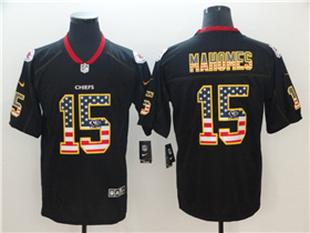 Kansas City Chiefs #15 Patrick Mahomes Black USA Flag Fashion Limited Jersey