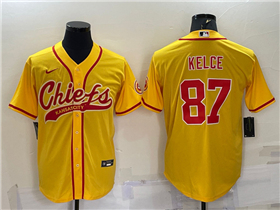 Kansas City Chiefs #87 Travis Kelce Gold Baseball Cool Base Jersey