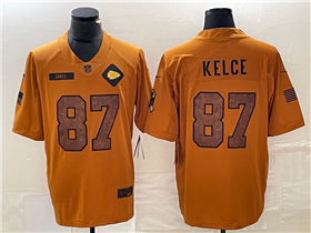 Kansas City Chiefs #87 Travis Kelce 2023 Brown Salute To Service Limited Jersey