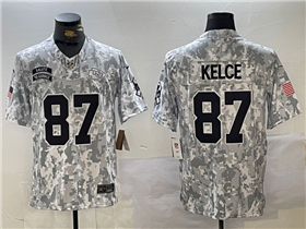 Kansas City Chiefs #87 Travis Kelce Arctic Camo 2024 Salute To Service Limited Jersey