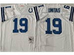 Baltimore Colts #19 Johnny Unitas Throwback White Jersey