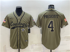 Dallas Cowboys #4 Dak Prescott Olive Salute To Service Baseball Jersey