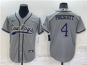 Dallas Cowboys #4 Dak Prescott Gray Baseball Cool Base Jersey