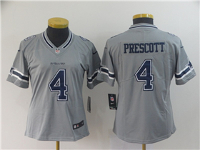 Dallas Cowboys #4 Dak Prescott Women's Gray Inverted Limited Jersey